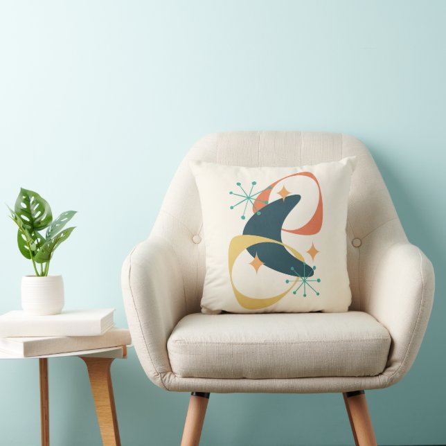 Coussin Rétro Milieu du Siècle Atomique Espace Âge 20 Char (Chaise)