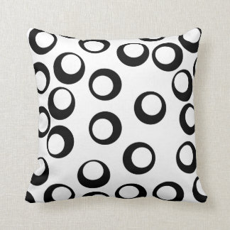 Coussin Rétro modèle noir et blanc de cercles