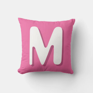 Coussin Rétro Monogramme Rose Blanc