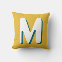 Rétro Monogramme Sarcelle Blanc Jaune