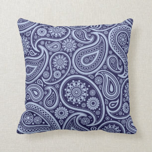 Coussin Rétro motif de Paisley de bleu marine