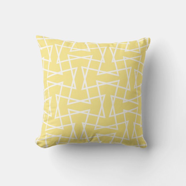 Coussin Rétro motif de zigzag de mod en jaune en pastel (Recto)
