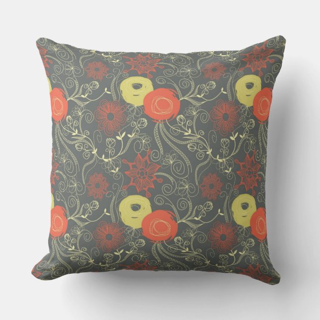 Coussin Rétro motif floral (Recto)