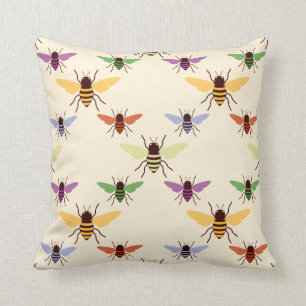 Coussin Rétro motif multi de bourdons d'abeilles