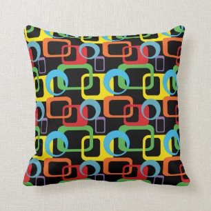 Coussin Rétro motif multicolore géométrique