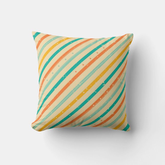 Coussin Rétro motif rayé grunge (Recto)