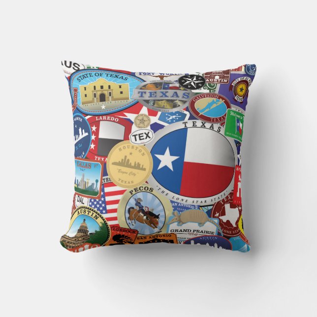 Coussin Rétro motif vintage d'autocollant du Texas (Recto)