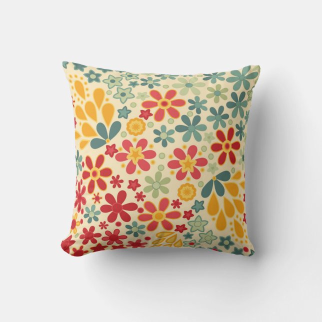 Coussin Retro. Motifs floraux (Recto)
