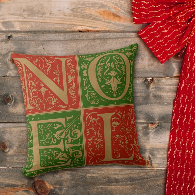 Coussin Retro Noel Rouge et Vert Vacances Décoratives (Créateur téléchargé)