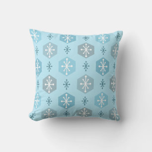Coussin Rétro Noël Snowflakes Baby Blue