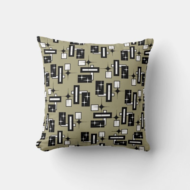 Coussin Rétro noir et blanc géométrique de chimères (Recto)