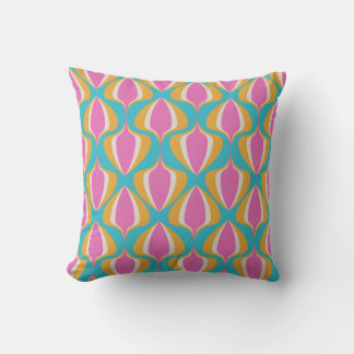 Coussin Retro Ogee  Blue Orange Pink