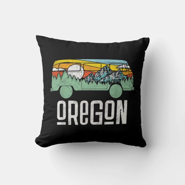 Coussin Retro Oregon Outdoor Hippie Van Nature (Recto)