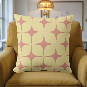 Coussin Retro Pale Jaune Rouge Mid Century Moderne