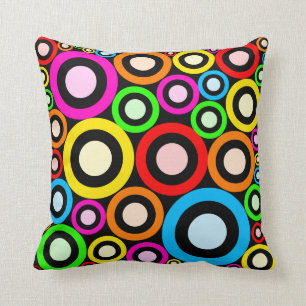 Coussin Rétro papier peint coloré d'anneaux