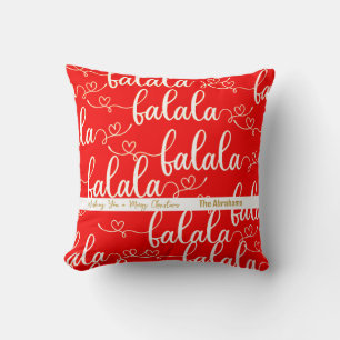 Coussin Retro personnalisé Fa la Script Rouge