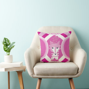 Coussin Retro Personnalisé Renard Rose