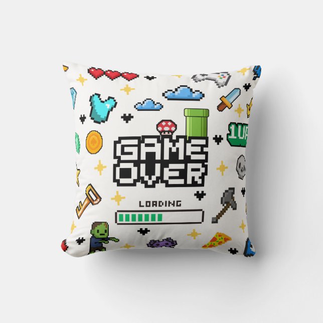 Coussin Retro Pixel Gaming Throw Cushion Video Gamer Gift (Recto)