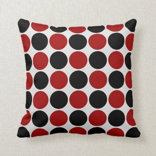 Coussin Rétro pois en rouge et le noir