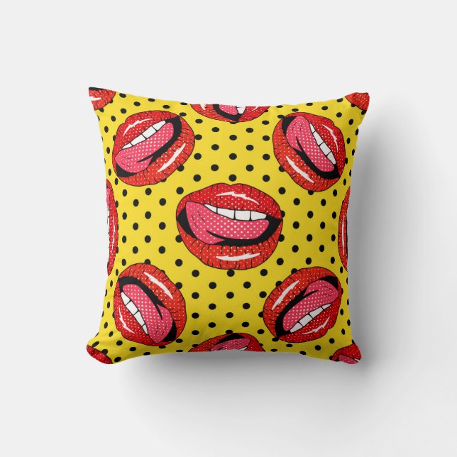 Coussin Retro Pop Art : Badges de patchs de dessin (Recto)