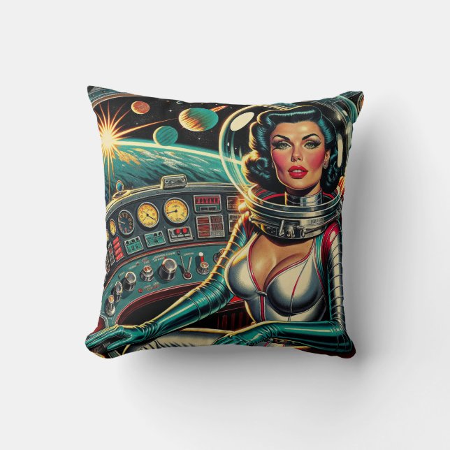Coussin Rétro propulsé par du rouge à lèvres !  (Recto)