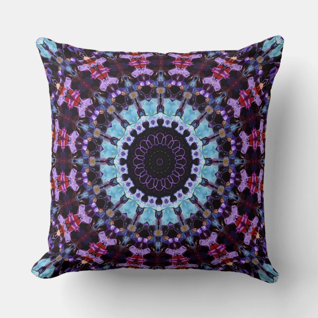 Coussin Retro Psychedelic Mandala Hippie Boho Tie Dye (Recto)