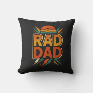 Coussin Retro Rad Papa - Vintage Sunset Lightning Bolt Des