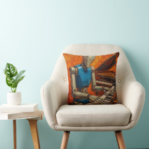 COUSSIN RETRO ROBOT PIANISTE III REPRÉSENTATION DE PIANO