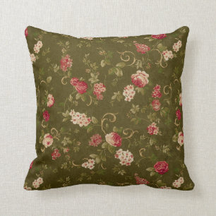 Coussin Rétro rose et olive