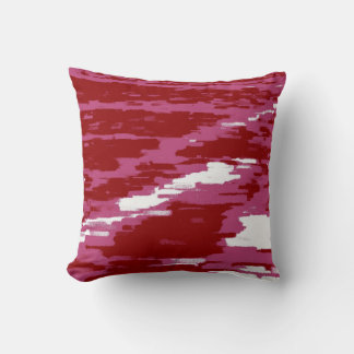 Coussin rétro rouge rose blanc Abstrait vague