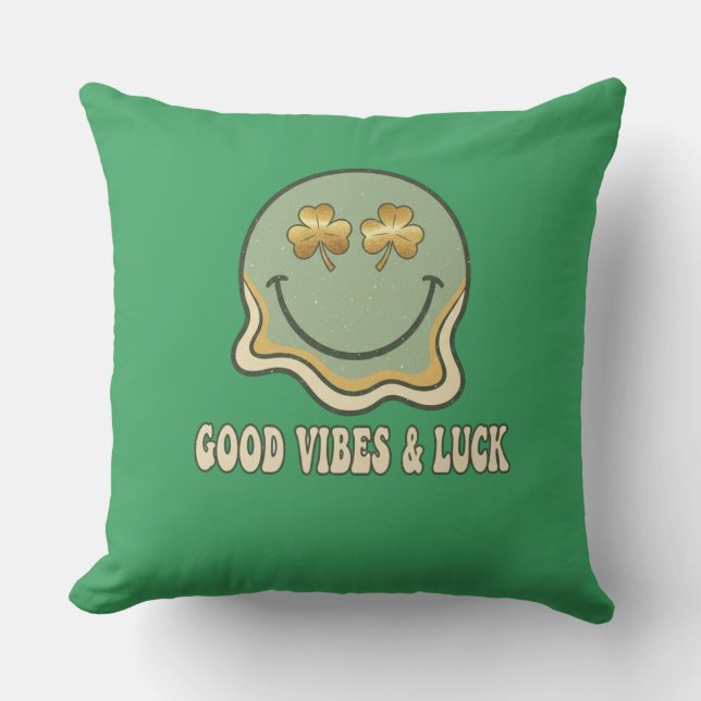 Coussin Rétro Saint-Patrick bonne ambiance et chance Smile (Recto)