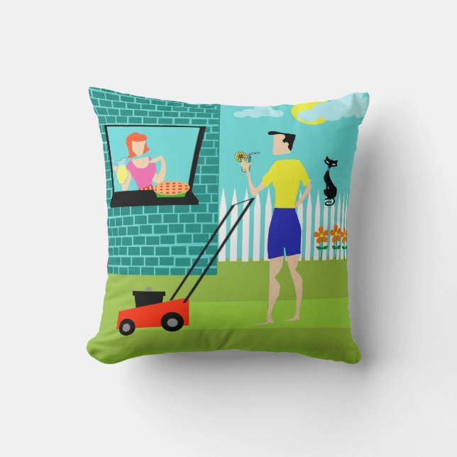 Coussin Rétro samedi matin carreau (Recto)