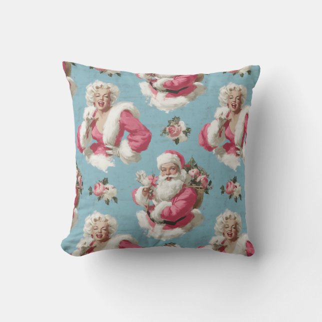 Coussin Retro Santa and Glam Holiday Cheer (Recto)
