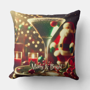 Coussin Retro Santa Noël Martini verte des années 50