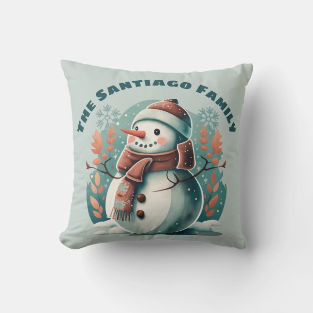 Coussin Retro Snowman Joyeux Noël Joyeux Jour de Noël Mids (Recto)