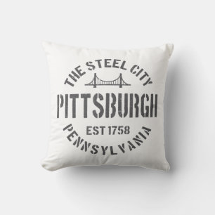 Coussin Retro Steel City Pittsburgh Pennsylvania Yinz vint