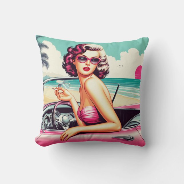 Coussin Retro Summer Girl (Recto)