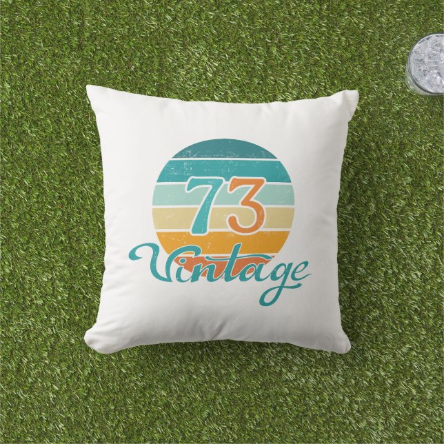 Coussin Retro Sunset 73 Vintage en détresse (Herbe)