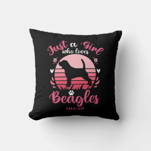 Coussin Retro Sunset Just a Girl Who Love Beagle Name