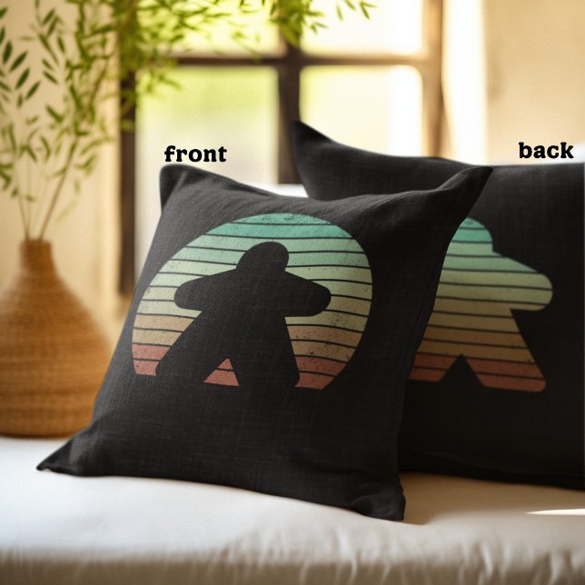 Coussin Retro Sunset Meepboard Jeu Lover Pastel Noir (Créateur téléchargé)
