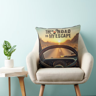 Coussin Retro Sunset Road Trip - La route est ma fuite