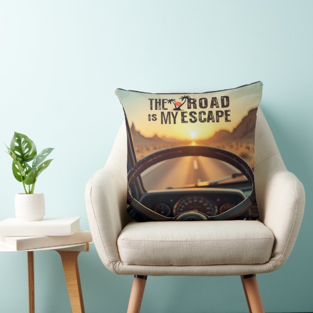 Coussin Retro Sunset Road Trip - La route est ma fuite (Chaise)