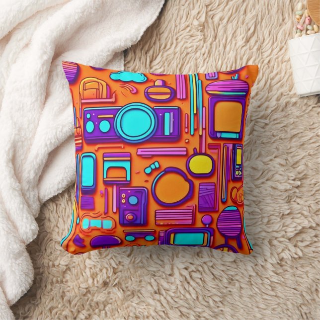 Coussin Retro Tech Pop : Nostalgic Gadget Collage (Couverture)