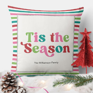 Coussin Retro Tis Season Fête de Noël brillante