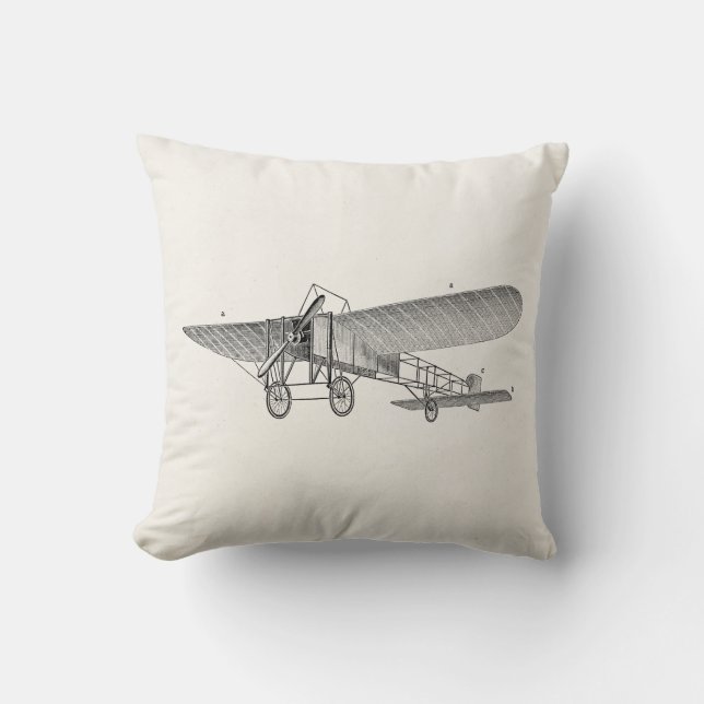 Coussin Rétro vieil avion d'appui vertical d'avion vintage (Recto)