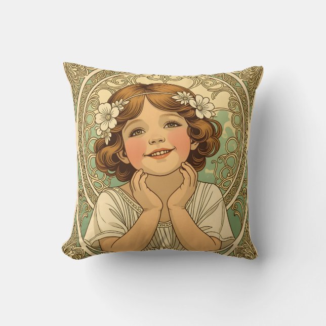 Coussin retro vintage child with flowers (Recto)