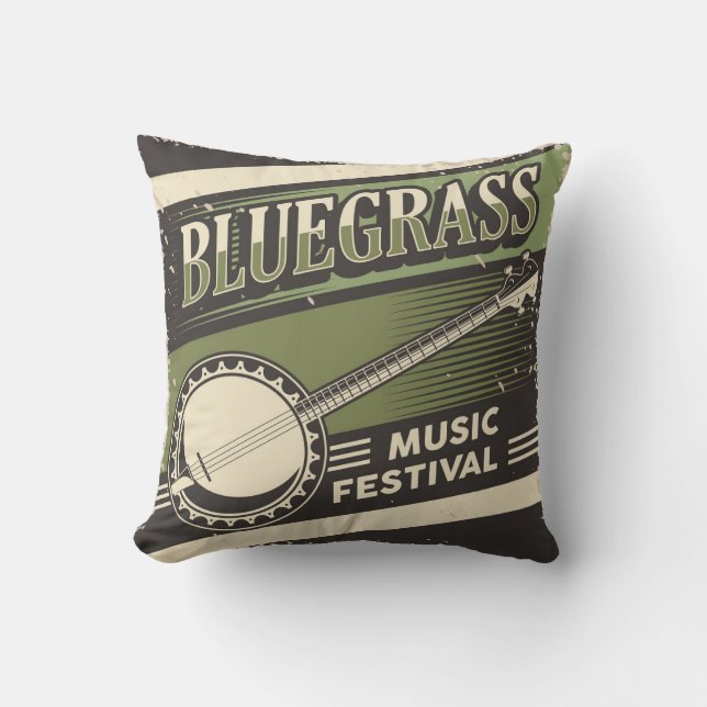 Coussin Retro Vintage Classic Blue Grass Music (Recto)