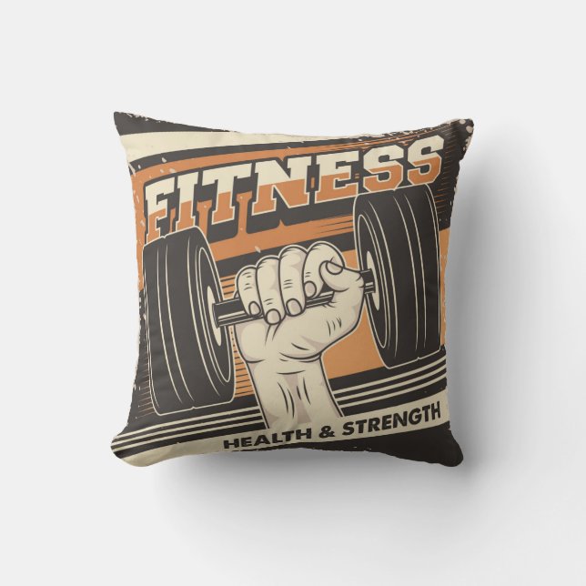Coussin Retro Vintage Classic Fitness Dumbells (Recto)