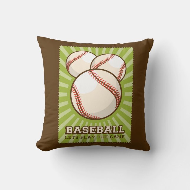 Coussin Retro Vintage Classic Grunge Green Baseball (Recto)
