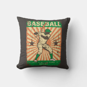 Coussin Retro Vintage Classic Grunge Green Baseball Player